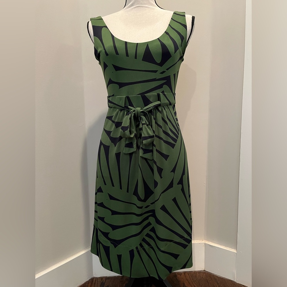 Banana Republic Green Floral Dress with Sash Sz Medium